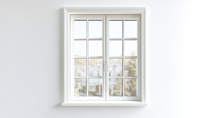 Obraz premium White Window Frame with Blurred Exterior View