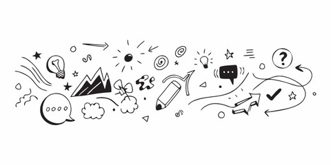 Obraz premium Creative Doodle Elements Hand-Drawn Vector Set for Design and Illustration Projects, Ideas, Concepts, and Visual Communication