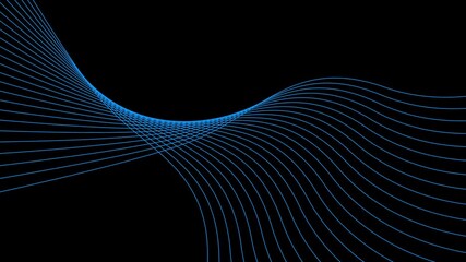 Abstract white wave lines flowing across a black background, creating a dynamic and modern visual. The intersecting curved lines form a sense of motion and depth, evoking themes of data, 