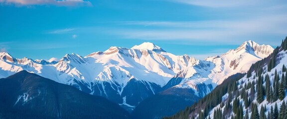 Majestic snow-capped peaks, serene winter wonderland,   clipping path,  background © Naksit