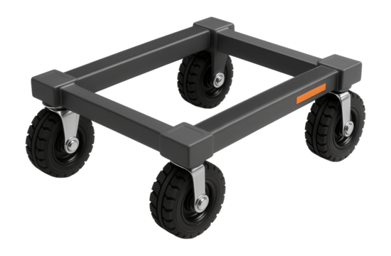 Heavy-duty transport dolly with pivoting axles and load distribution beams