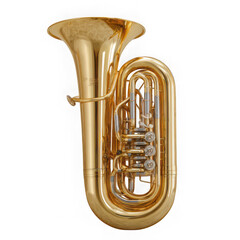 Fototapeta premium Golden tuba musical instrument isolated on transparent background