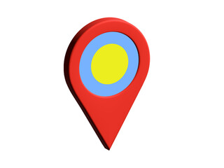 The flag of Palau, The flag of Palau in location icon, mockup of Palau flag