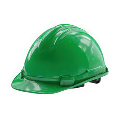 Fototapeta premium Green construction safety helmet isolated on transparent background