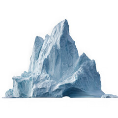 Large iceberg with jagged peaks isolated on transparent background