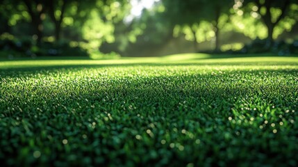Green Grass Shines Under Sunlight With Fresh Theme And Peaceful Scenery