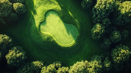 aerial green golf course view, A Peaceful and Serene Setting