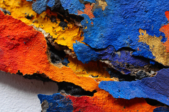 abstract collage art using recycled materials, textured handmade mixed media piece