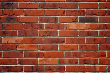 Obraz premium Close Up of a Red Brick Wall with Mortar Joints