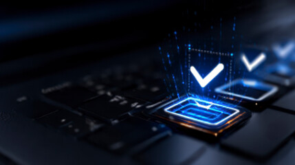 Efficient Digital Task Management with Online Approval and Verification on Laptop. Streamline workflow boost productivity using a computer for rapid online authorization and data