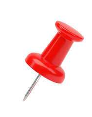 Red Push Pin on Transparent Background for Office and Organization