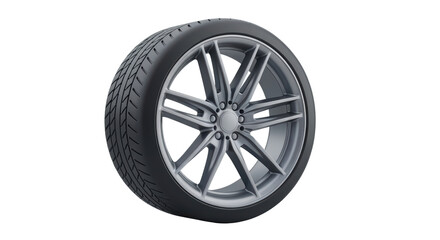 Obraz premium Car Tire with Alloy Wheel on Transparent Background