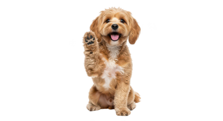 Cute Dog Raising Paw Happy Puppy