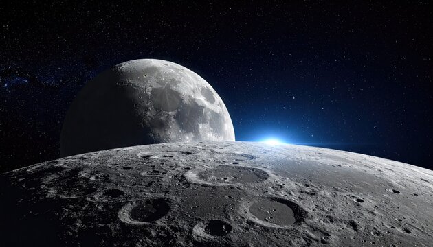 Cosmic view of moon and sunrise