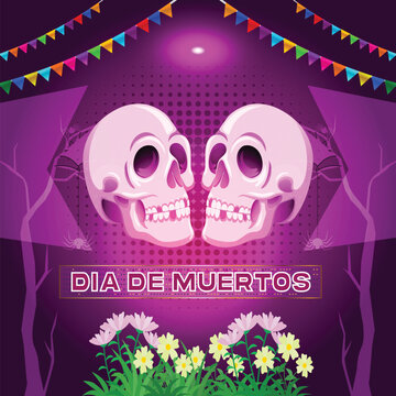 Dia de muertos and the Day of the Dead poster and banner design 