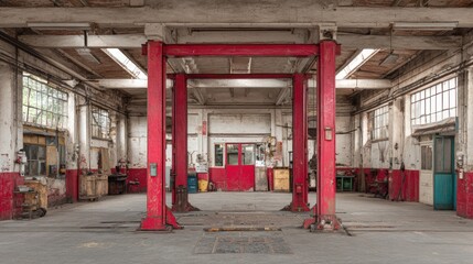 Abandoned industrial garage interior