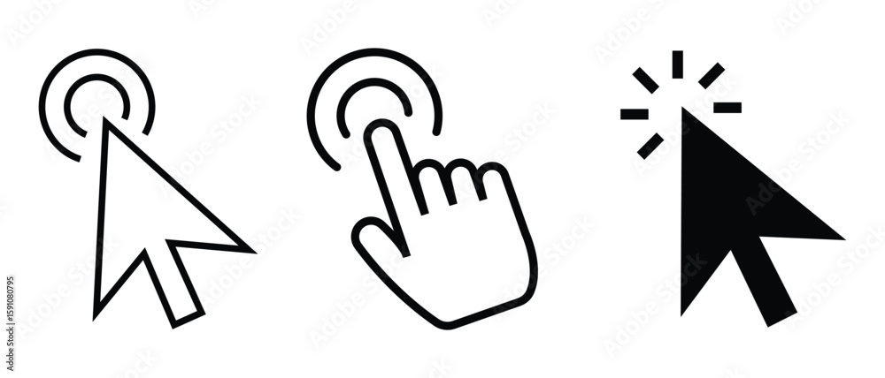 Aufkleber click icon vector, mouse pointer arrow, computer click icon set. computer mouse click cursor icon se