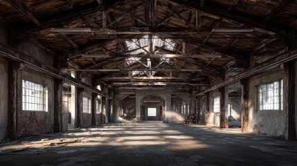 Abandoned industrial building interior