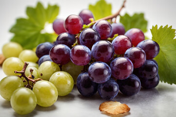 Fototapeta premium Wonderful Front view fresh juicy grapes mellow and ed on the white background