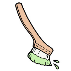 ペンキのついた筋交刷毛_黄緑