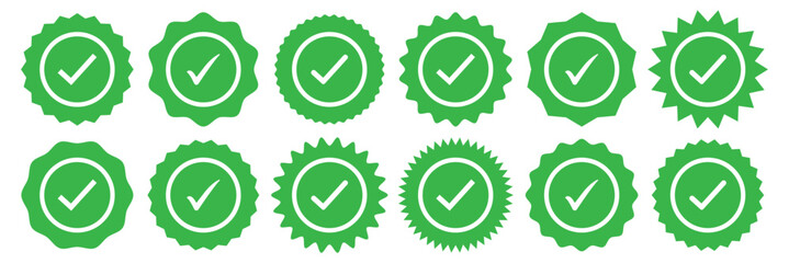 Green checkmark, green tick, check mark icon button set. tick mark with checkbox icon. Vector illustration on white background. Tick symbol in green color. checkmark illustration.