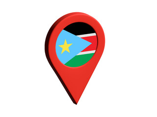 The flag of South Sudan, The flag of South Sudan in location icon, mockup of South Sudan flag