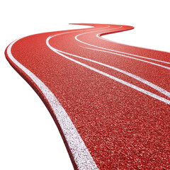 Curved Red Running Track Surface Isolated On White Background