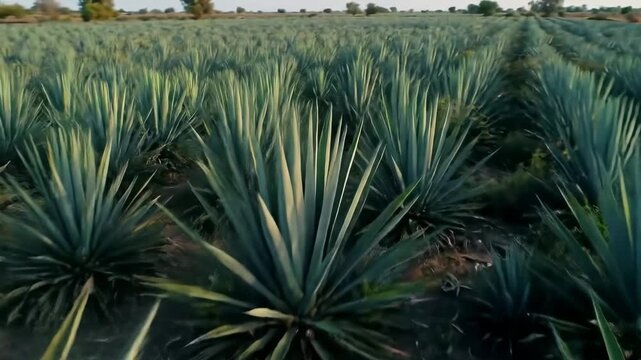 A field of agave plants