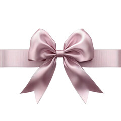 Elegant pink ribbon bow isolated on transparent background.