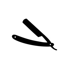 Obraz premium Straight razor open silhouette icon vector flat design.