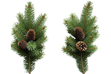 pine cones on white background