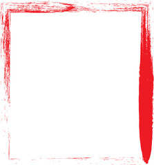 Obraz premium Red grunge brush stroke frame with distressed texture on white background