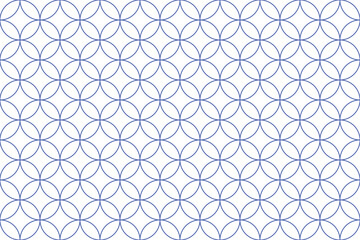 Blue Outline Shippo Pattern on Transparent Background