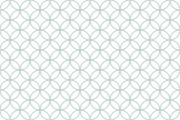 Circular Japanese Pattern with Teal Line on Transparent Background