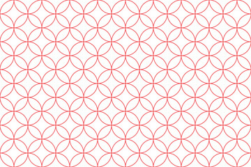 Circular Japanese Pattern with Red Line on Transparent Background