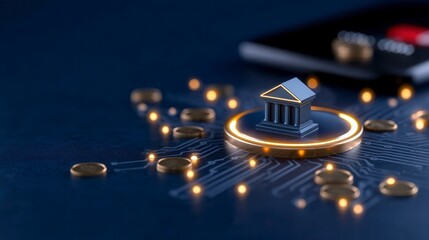 Digital banking online financial transactions cash and credit cards through technology. Innovative financial technology solutions for secure electronic money management and payment