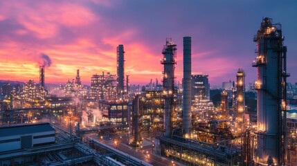 Fototapeta premium Industrial complex at dawn