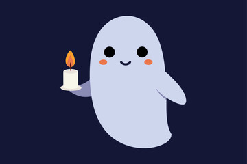 Obraz premium ghost character with jack o lantern and candle