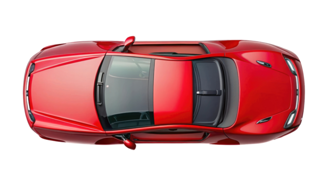 Top View of Car Isolated on Transparent Background