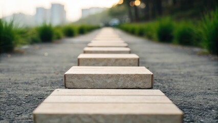 Fototapeta premium Pathway of blocks labeled with funding stages — startup to IPO concept 