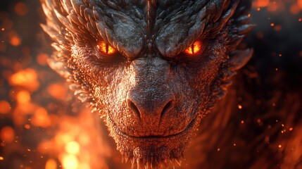 Close-up view of a magnificent dragon's head.