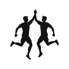 Two athletes celebrating victory with a high five after a successful competition