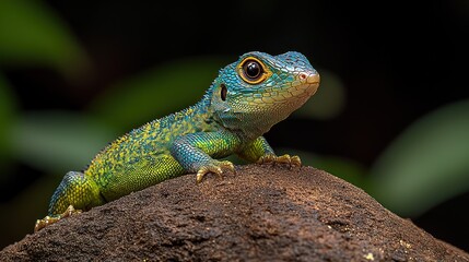 Close-up of a vibrant lizard