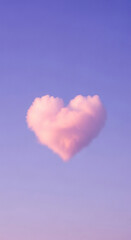 Heart-Shaped Pink Cloud Floating in Dreamy Pastel Sky