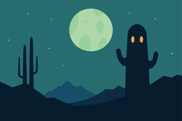 halloween landscape with moon