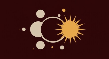 Abstract Yellow Star with Beige Circles on Brown Background