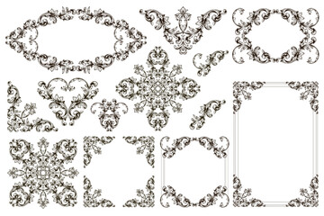Frames And Borders Classical baroque vector of vintage element for design Decorative design element filigree calligraphy vector You can use for wedding decoration of greeting card
