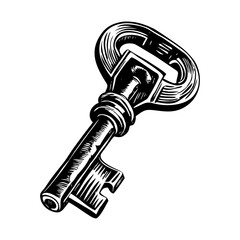 A vintage style illustration showing key