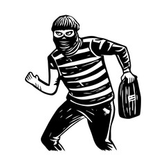 A vintage style illustration showing robber