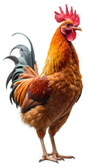 Side view of a phoenix chicken isolated on white